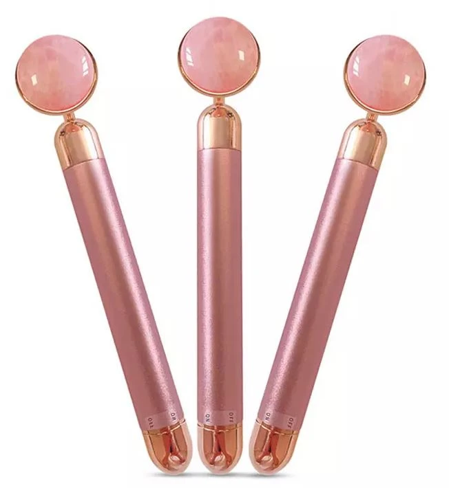24K Beauty Bar Natural Rose Quartz Roller