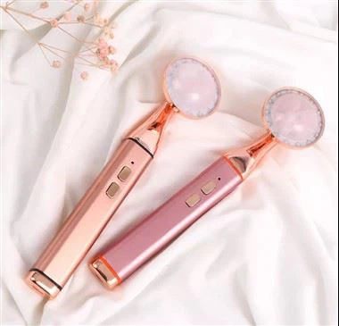 Jadeitowy wałek do twarzy z 24-karatowego złota LED Rose Quartz