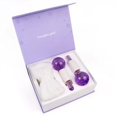 Fioletowe lodowe globry twarzą do masażera z opaską do włosów